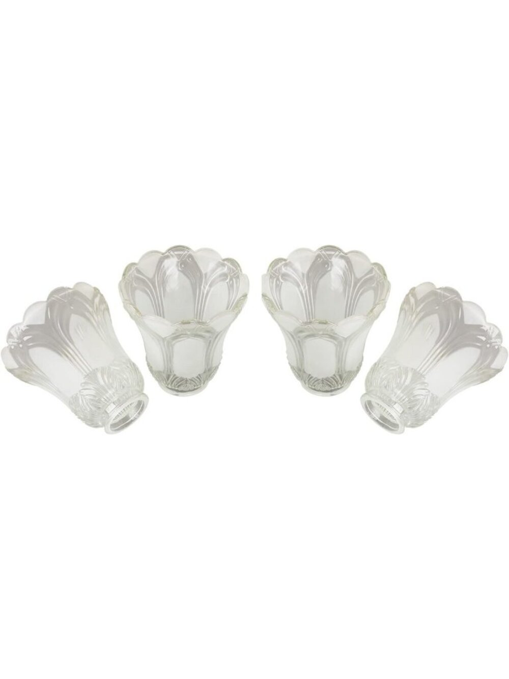 4 Pack Frosted Flower Glass Shades - Bell Shaped Light Fixture Replacement